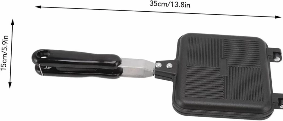 Buachois Square Double-Sided Non-Stick Frying Pan - 35x15cm Aluminum Alloy Induction Compatible Skillet for Eggs, Sandwiches, Crepes & Omelettes