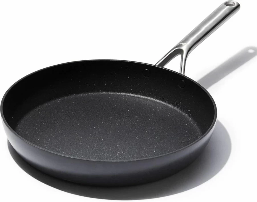 OXO Professional 12" Nonstick Frying Pan Skillet, Hard Anodized Ceramic Coating, PFAS-Free, Induction Compatible, Stainless Steel Handle, Dishwasher & Oven Safe, Diamond Reinforced, Black Cookware