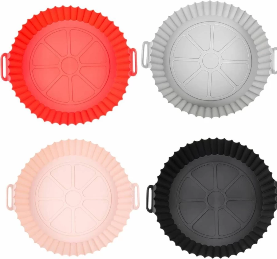 4Pcs Reusable Silicone Air Fryer Liners by SAMNATE - Non-Stick, Easy Clean-Up, Mess-Free Cooking for Healthy Meals, Perfect Air Fryer Accessories
