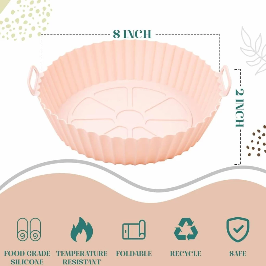 4Pcs Reusable Silicone Air Fryer Liners by SAMNATE - Non-Stick, Easy Clean-Up, Mess-Free Cooking for Healthy Meals, Perfect Air Fryer Accessories