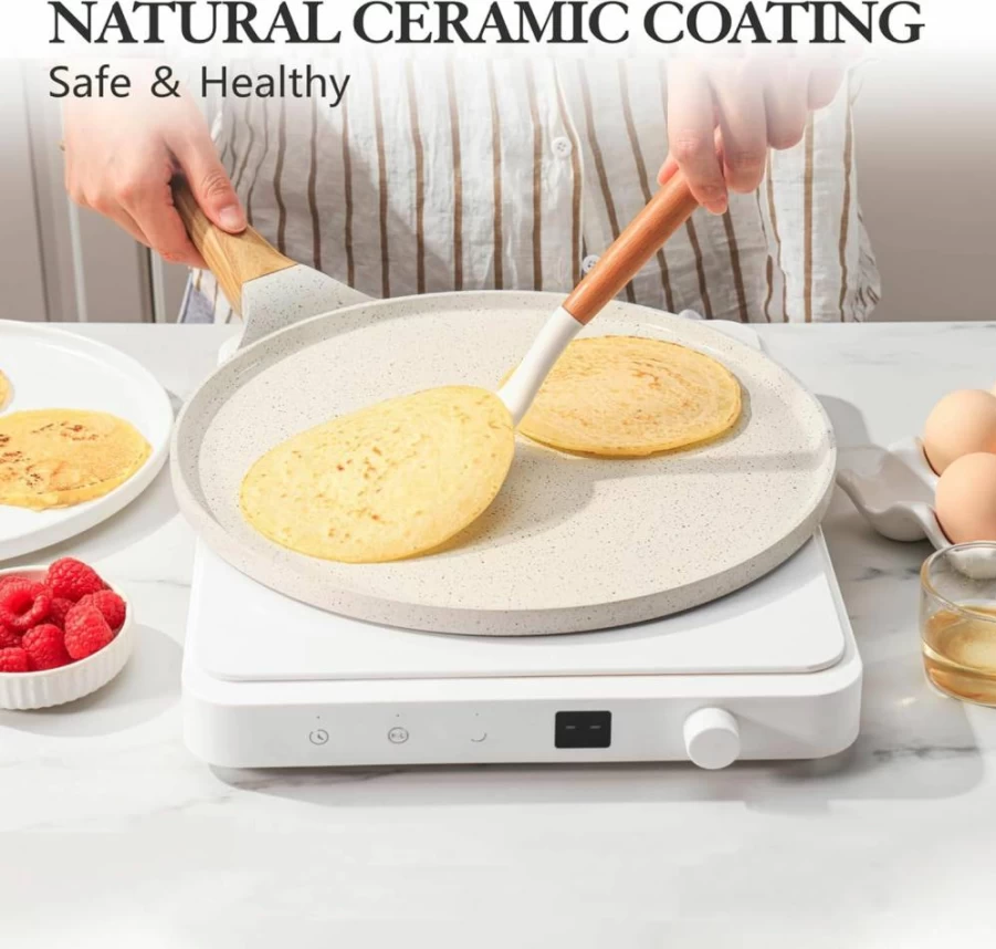 SENSARTE 10-Inch Nonstick Crepe Pan with Swiss Granite Coating, Induction Compatible Pancake Skillet, Dosa Tawa Griddle with Stay-Cool Handle