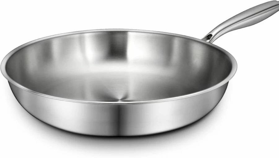 EWFEN 12 Inch Tri-Ply Stainless Steel Frying Pan with Detachable Handle, Induction Compatible, Oven & Dishwasher Safe, Even Heat Distribution for Professional Cooking