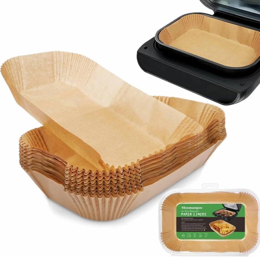 MooManGoo 125Pcs Air Fryer Liners, Disposable Parchment Paper for Ninja Foodi Smart XL, FG551 6-in-1 Grill & Air Fryer, Non-Stick Baking Sheets, Rectangular Fit Accessories