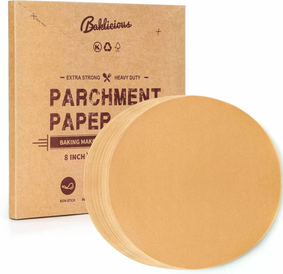 BAKLICIOUS 8 Inch Round Parchment Paper - 250 Pack, Non-Stick Baking Sheets for Cakes, Cookies, Tortillas & Patty Separation, Premium Quality Parchment Circles for Baking & Cooking