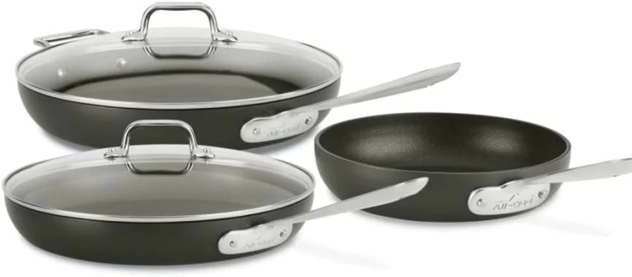 All-Clad HA1 Hard Anodized Nonstick Fry Pan Set - 2-Piece (8" & 10") Induction Compatible, Oven Safe to 500°F, Dishwasher Safe Black Cookware