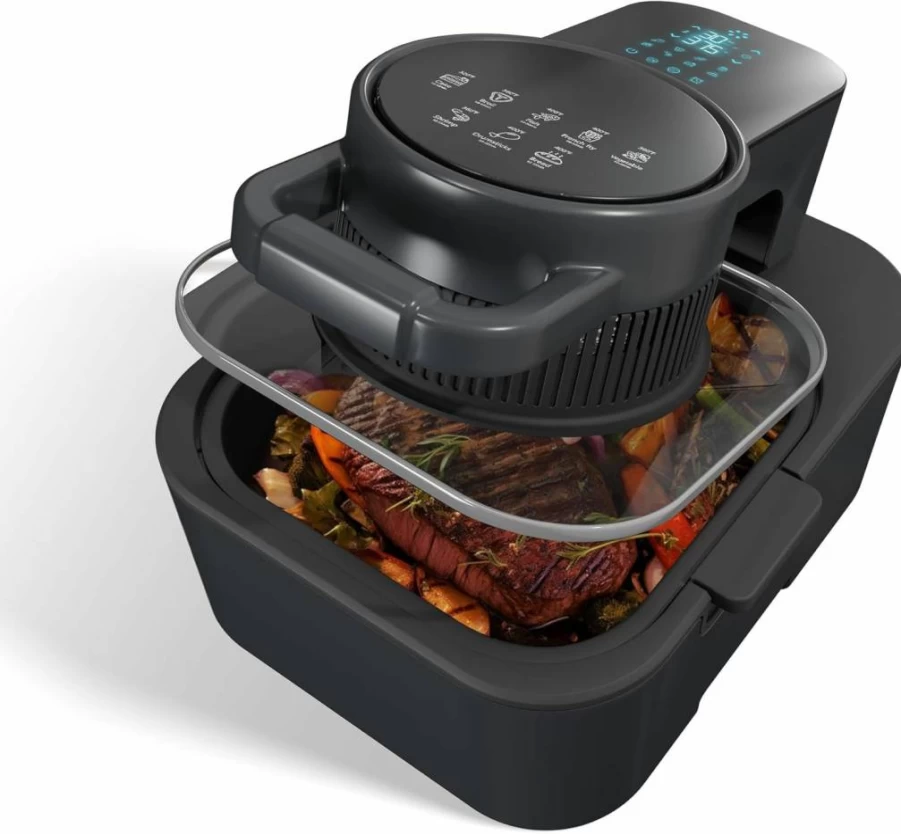 Gunter&Hauer 8Qt Digital Air Fryer Toaster Oven, 1750W 6-in-1 Countertop Convection Oven with Precise Temperature Control, Auto Shutoff, Easy View Window for Baking, Roasting, Broiling & Reheating, Black