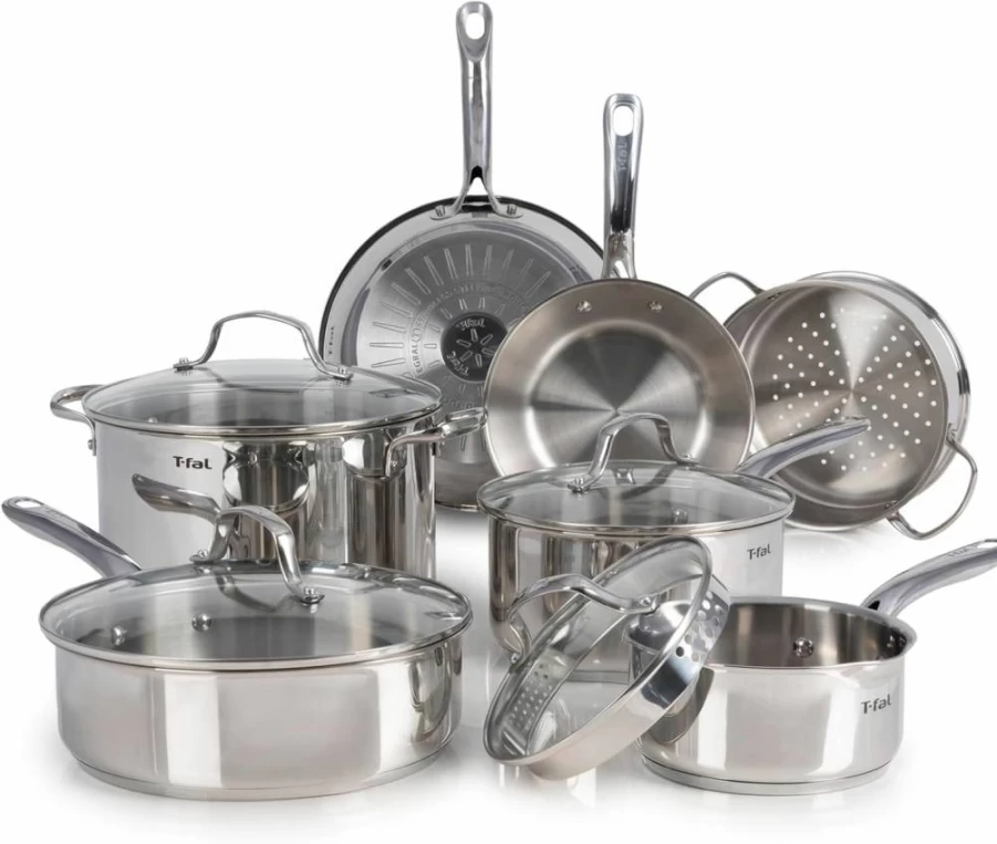 T-Fal Signature 12-Piece Nonstick Cookware Set - Oven Safe to 350°F, Dishwasher Safe, Includes Fry Pans, Saucepans, Saute Pan, Dutch Oven & Griddle, Black