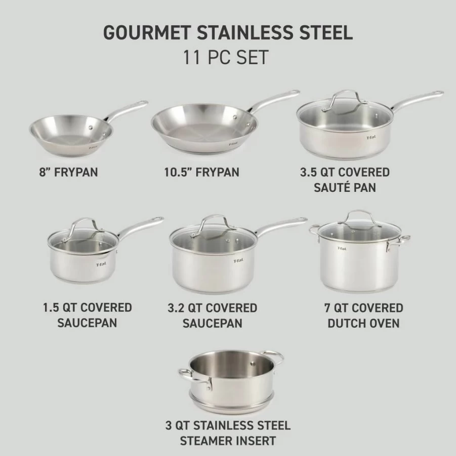 T-Fal Signature 12-Piece Nonstick Cookware Set - Oven Safe to 350°F, Dishwasher Safe, Includes Fry Pans, Saucepans, Saute Pan, Dutch Oven & Griddle, Black