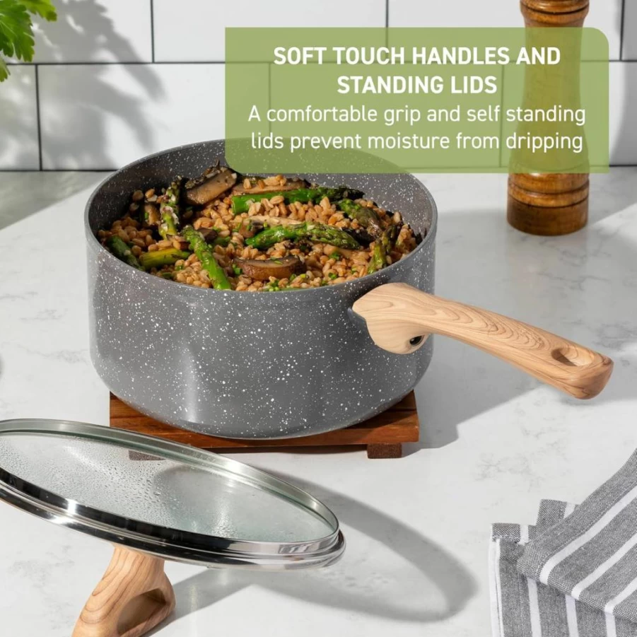 T-Fal Signature 12-Piece Nonstick Cookware Set - Oven Safe to 350°F, Dishwasher Safe, Includes Fry Pans, Saucepans, Saute Pan, Dutch Oven & Griddle, Black
