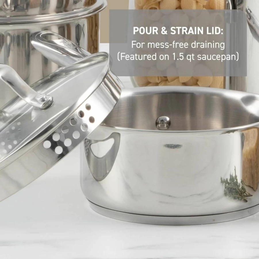 T-Fal Signature 12-Piece Nonstick Cookware Set - Oven Safe to 350°F, Dishwasher Safe, Includes Fry Pans, Saucepans, Saute Pan, Dutch Oven & Griddle, Black