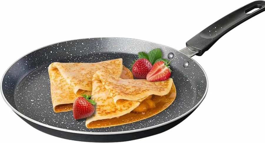 LECOOKING 8.5 Inch Nonstick Crepe Pan - Marble Coated Induction Compatible Skillet for Eggs, Omelettes & Pancakes