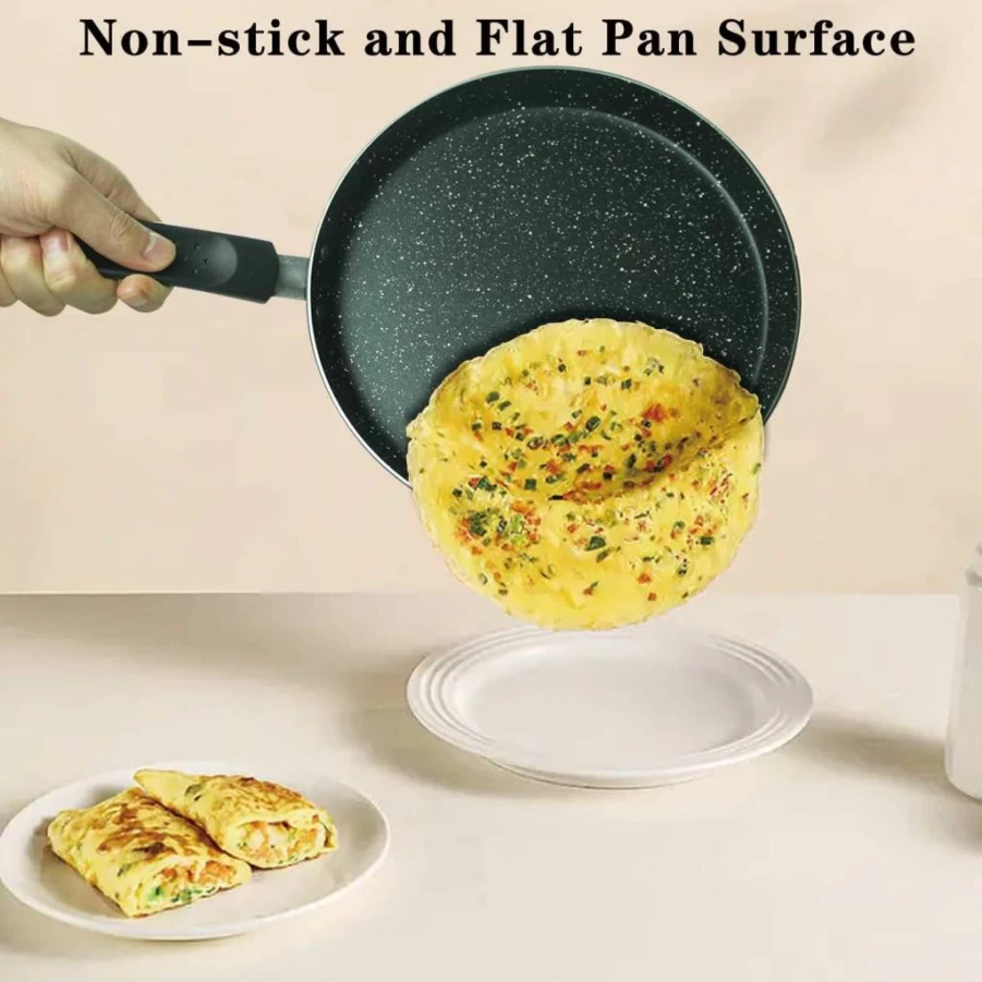 LECOOKING 8.5 Inch Nonstick Crepe Pan - Marble Coated Induction Compatible Skillet for Eggs, Omelettes & Pancakes