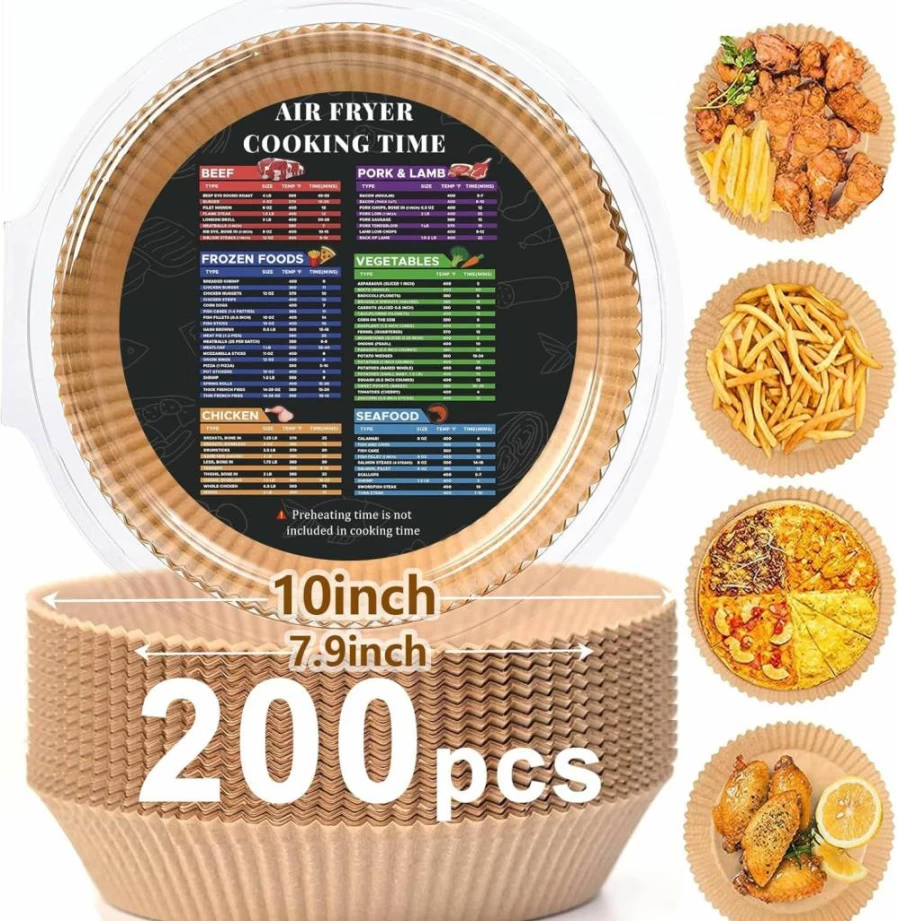 200Pcs Adhjito Air Fryer Liners - Non-Stick Disposable Parchment Paper for Ninja DZ201/DZ401 Dual Basket, 8.6x5.5 Inch Rectangle Baking Sheets, Food Grade Air Fryer Accessories