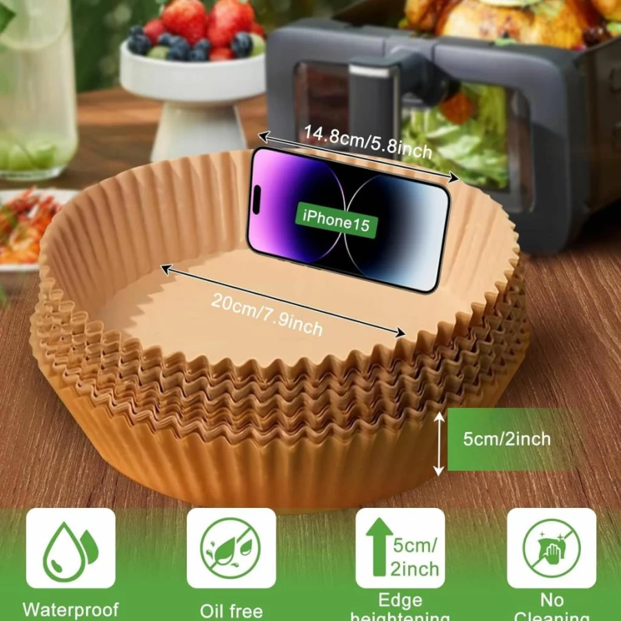 200Pcs Adhjito Air Fryer Liners - Non-Stick Disposable Parchment Paper for Ninja DZ201/DZ401 Dual Basket, 8.6x5.5 Inch Rectangle Baking Sheets, Food Grade Air Fryer Accessories