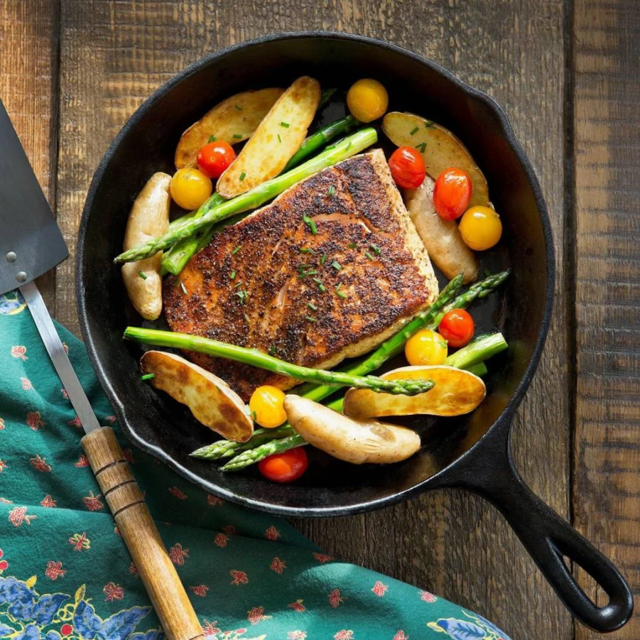 Simple Chef Cast Iron Skillet Set - 3-Piece Pre-Seasoned Cookware (6