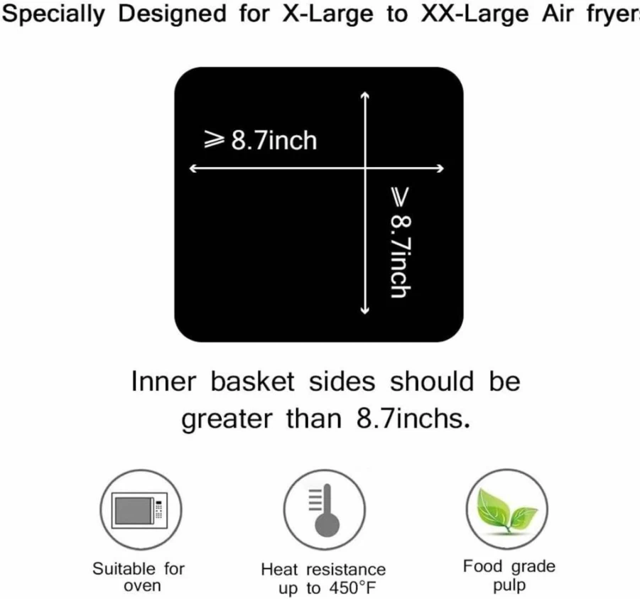 ANQIA 100Pcs Air Fryer Parchment Paper Liners 8.7"x8.7" Square Non-Stick Baking Sheets Compatible with Philips XXL, Cosori, Cuisinart, Ninja, Instant Pot & Most Air Fryers