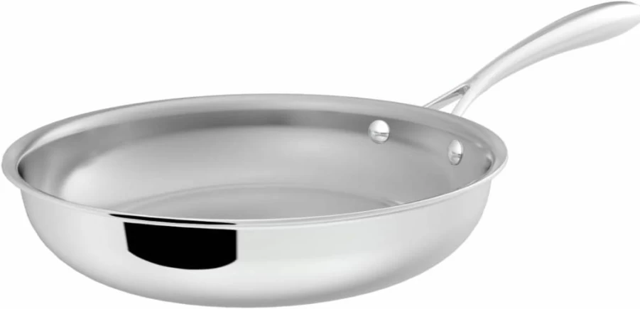 SANFELA 12 Inch 5-Ply Stainless Steel Skillet Pan, Induction Compatible, Oven & Dishwasher Safe, Even Heat Distribution Cookware