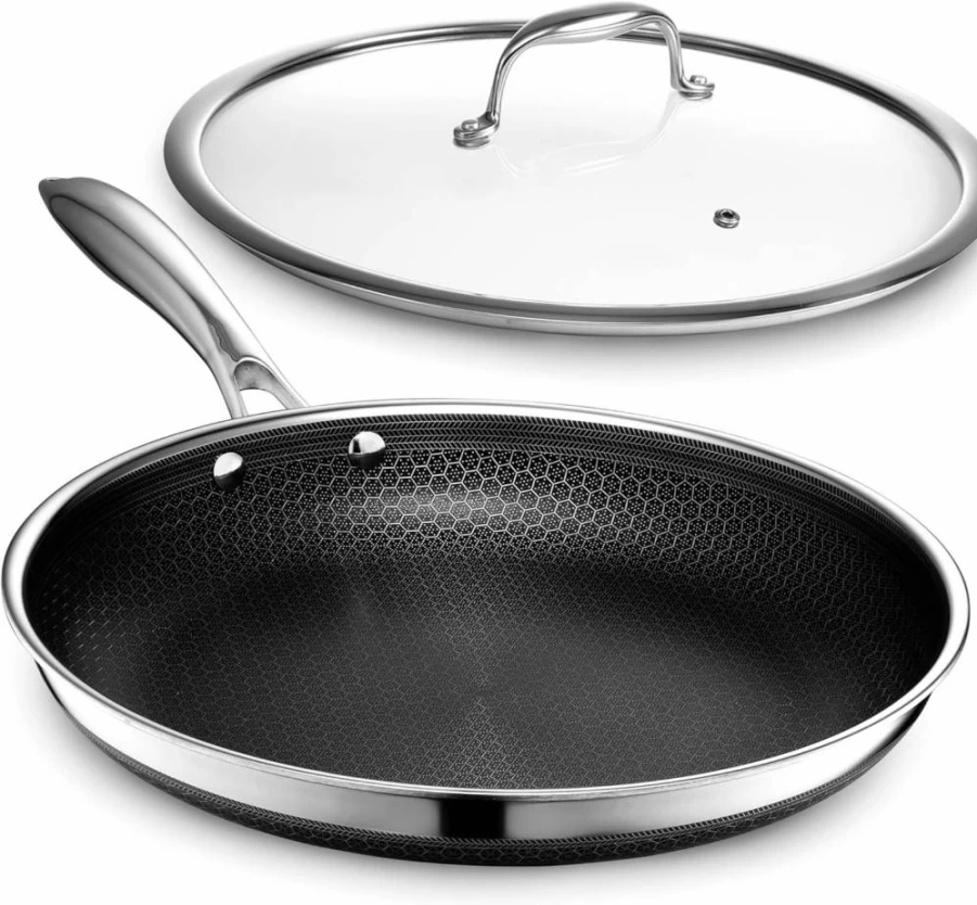 HexClad 10-Inch Hybrid Nonstick Frying Pan – Oven & Dishwasher Safe, Induction Compatible, Stay-Cool Handle for All Cooktops