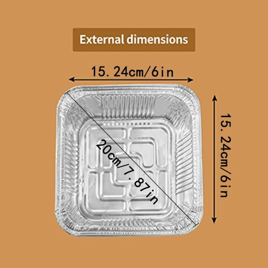 ANQIA 50Pcs Square Air Fryer Liners, 7x7 Inch Non-Stick Disposable Aluminum Foil Pans for Instant Pot, Steamer Basket, Oven & Grill - Oil-Proof Baking Trays