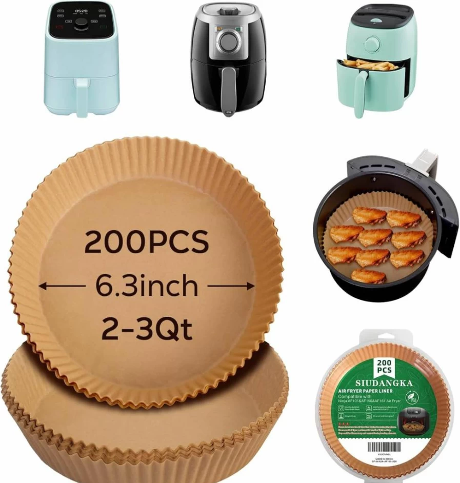SIUDANGKA 100-Pack Non-Stick Air Fryer Liners for 2Qt Mini Air Fryers - Compatible with Ninja AF080, Cosori 2.1, Instant Vortex & Chefman