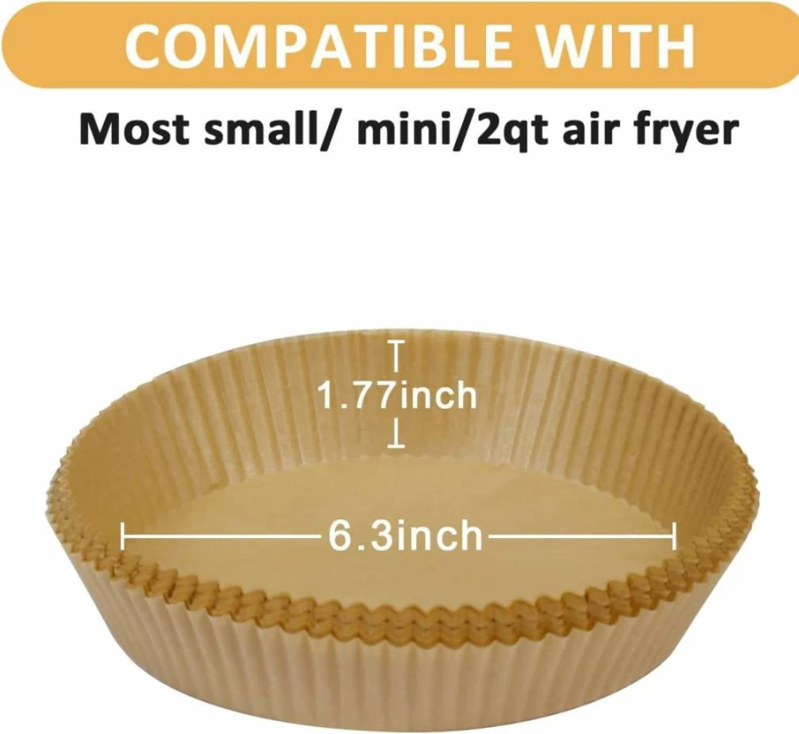 SIUDANGKA 100-Pack Non-Stick Air Fryer Liners for 2Qt Mini Air Fryers - Compatible with Ninja AF080, Cosori 2.1, Instant Vortex & Chefman
