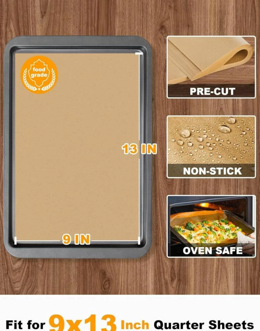 SMARTAKE 200-Count Precut Unbleached Parchment Paper Sheets, 16x24 Inch Non-Stick Baking Paper for Oven, Air Fryer, Grilling, Cookies, Cupcakes & Bread Making