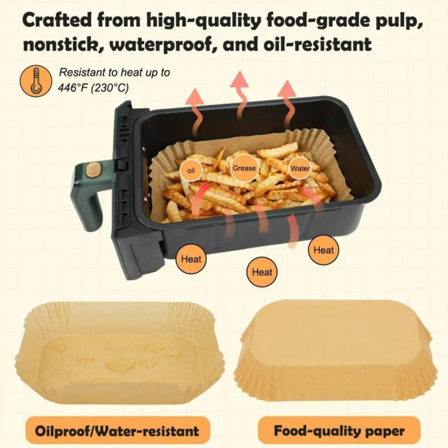 BYKITCHEN 200Pcs Air Fryer Liners, 6.5 & 8 Inch Non-Stick Parchment Papers, Compatible with Ninja Crispi Air Fryer, 4Qt & 6 Cup Glass Containers, Disposable Cooking Accessories