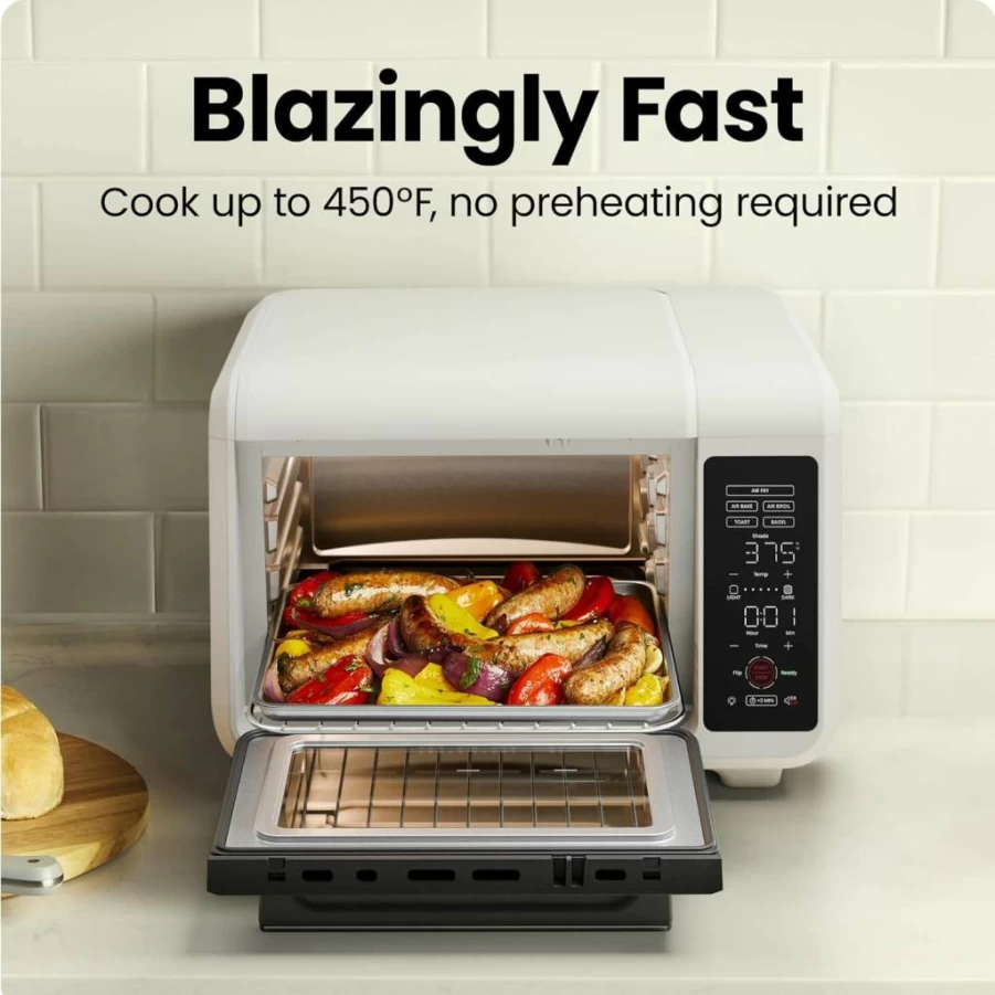 Chefman 15 Qt. Air Fryer Toaster Oven Combo, Bake Broil Toast & Bagel, 450°F, 4-Slice Countertop Oven, Black, Healthy Cooking