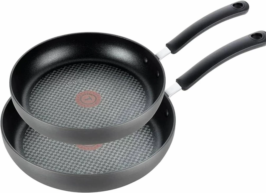 Tefal Ultimate Hard Anodized Nonstick Fry Pan Set - 2-Piece (8 & 10 Inch), Oven Safe up to 400°F, Dishwasher Safe, Durable Cookware for Kitchen, Black