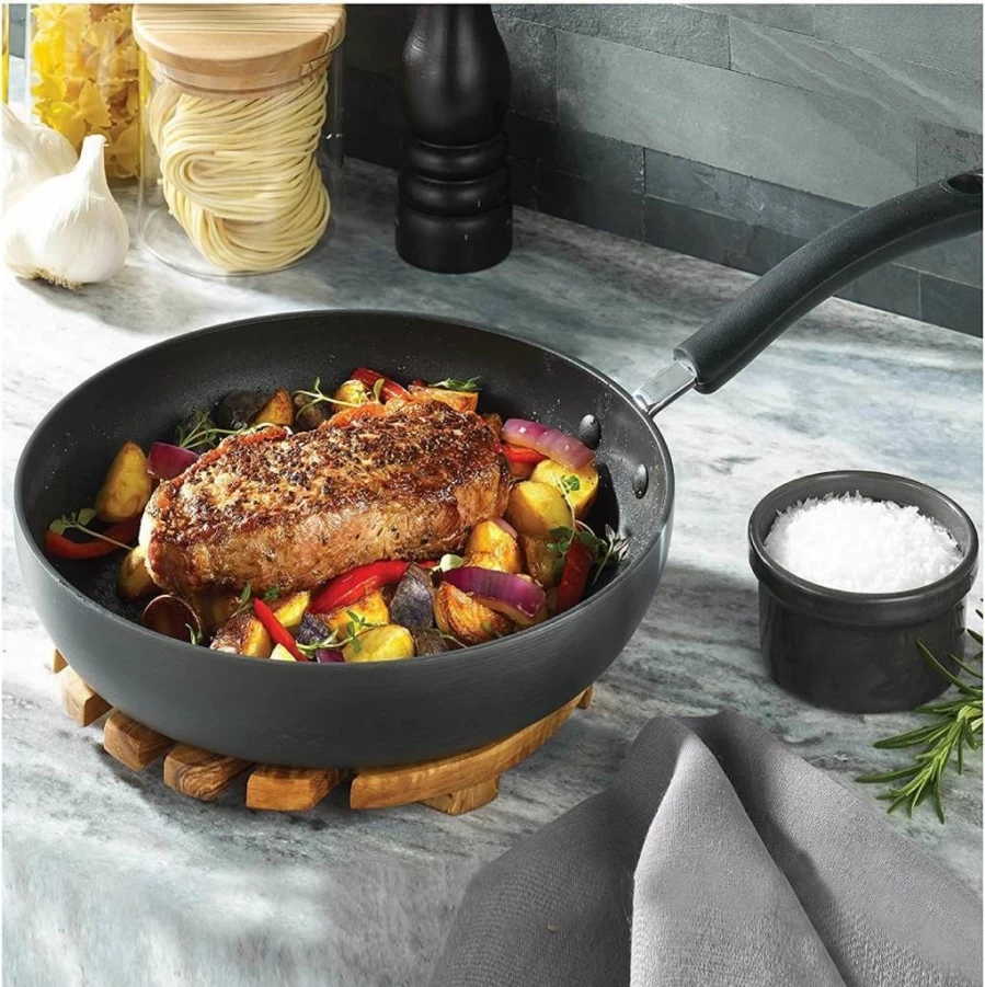 Tefal Ultimate Hard Anodized Nonstick Fry Pan Set - 2-Piece (8 & 10 Inch), Oven Safe up to 400°F, Dishwasher Safe, Durable Cookware for Kitchen, Black