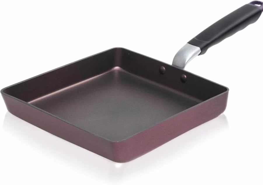 TECHEF Tamagoyaki Pan - Japanese Non-Toxic Omelette Skillet, PFOA-Free Ceramic Coating, Induction Compatible, Dishwasher Safe, Medium Size (Purple) - Made in Korea