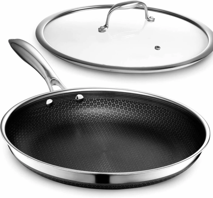 HexClad Hybrid Nonstick 7-Inch Frying Pan - Oven & Dishwasher Safe, Induction Compatible, Stay-Cool Handle, All Cooktop Ready