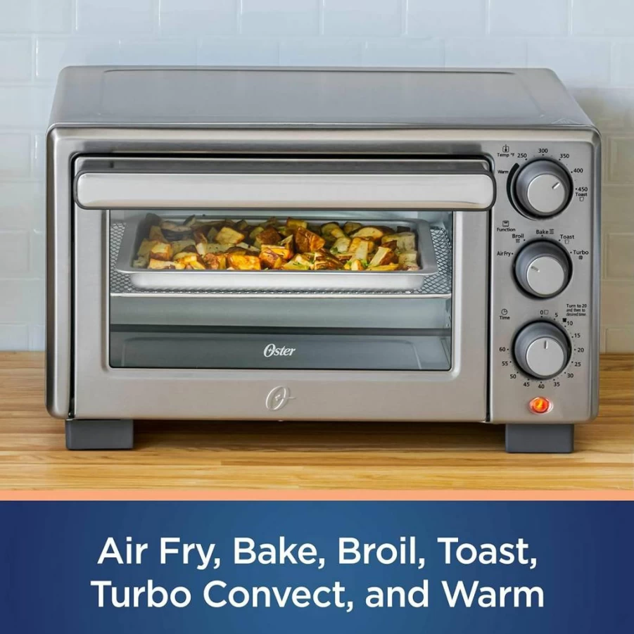 Oster Stainless Steel Air Fryer Countertop Oven - Compact Design for Quick Cooking