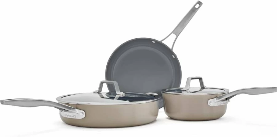 Calphalon Premier Nonstick Ceramic Cookware Set - 8" & 10" Frying Pans, Midnight Blue, Dishwasher Safe