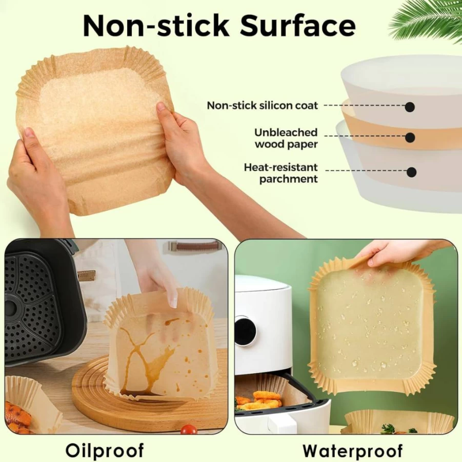 Ctizne 8-Inch Air Fryer Paper Liners, 200-Pack Disposable Non-Stick Parchment Sheets, Food Safe Baking Liners for 5-8Qt Air Fryer Baskets, Round Oven Inserts