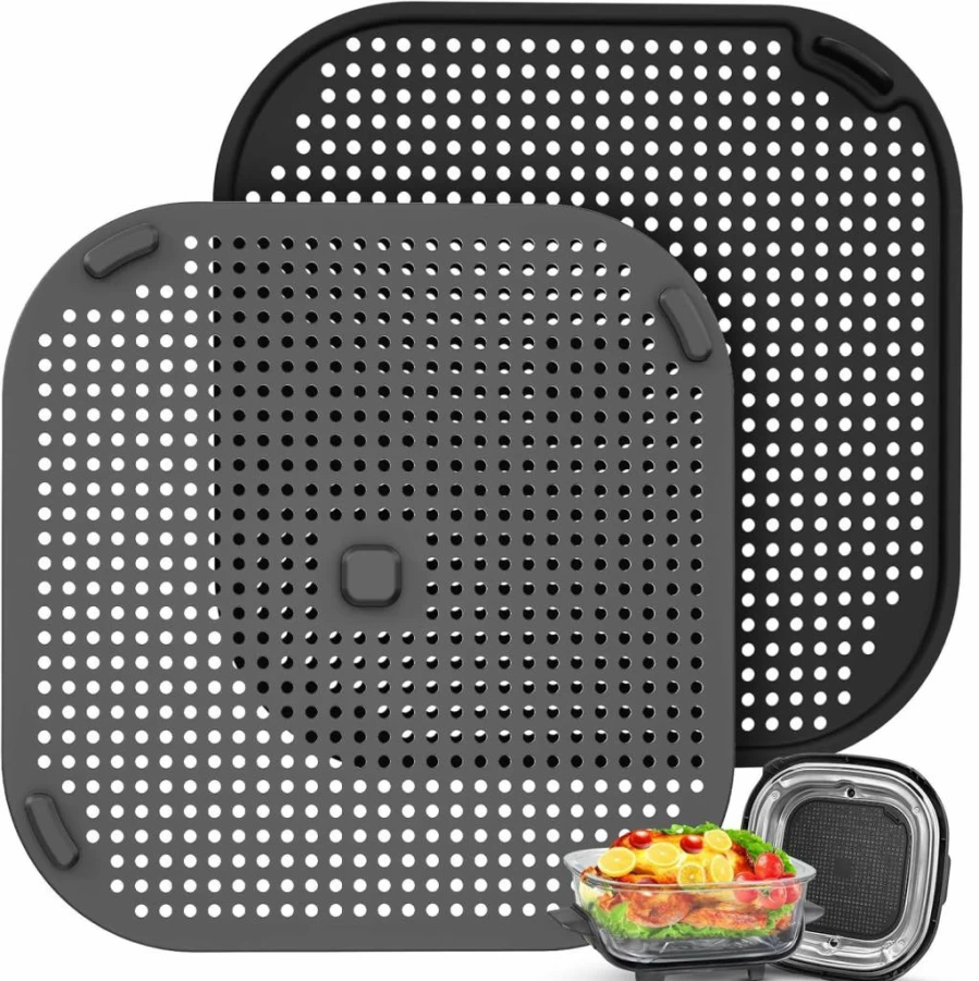 2 Pcs Amoner U Heat-Resistant Splatter Guard for Ninja Air Fryer, Oil Splash Protector Lid Cover, Dishwasher Safe Air Fryer Accessories for Kitchen, Black