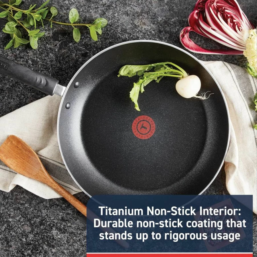 Tefal Experience Nonstick Frying Pan 12.5 Inch, Induction Compatible, Oven Safe up to 400°F, Dishwasher Safe, Black - Egg, Omelet & Skillet Cookware for Home Kitchen