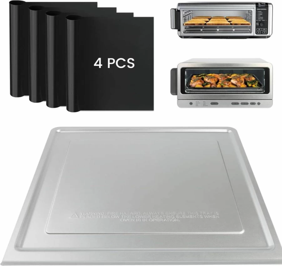 SIUDANGKA Crumb Tray Replacement with 4 Oven Liners Compatible for Ninja SP101 & SP151 Air Fryer Toaster Oven, Non-Stick Accessories for Countertop Oven