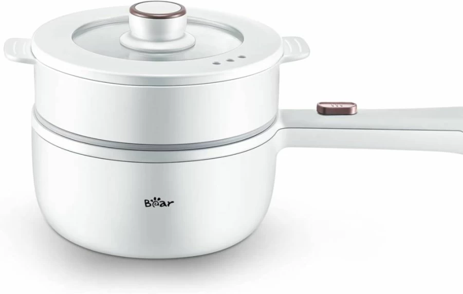Bar 2L Electric Hot Pot with 1000W Fast Heating, Portable Non-Stick Multi-Cooker for Noodles, Steak, Eggs, Oatmeal & Ramen, Dual Power Adjustment