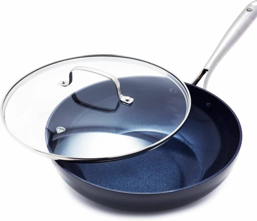Blue Diamond 10" & 12" Nonstick Frying Pan Set – Hard Anodized Ceramic Coating, PFAS & PFOA-Free, Oven & Dishwasher Safe, Even Heat Distribution, Metal Utensil Friendly, Warp-Resistant, Gray Cookware