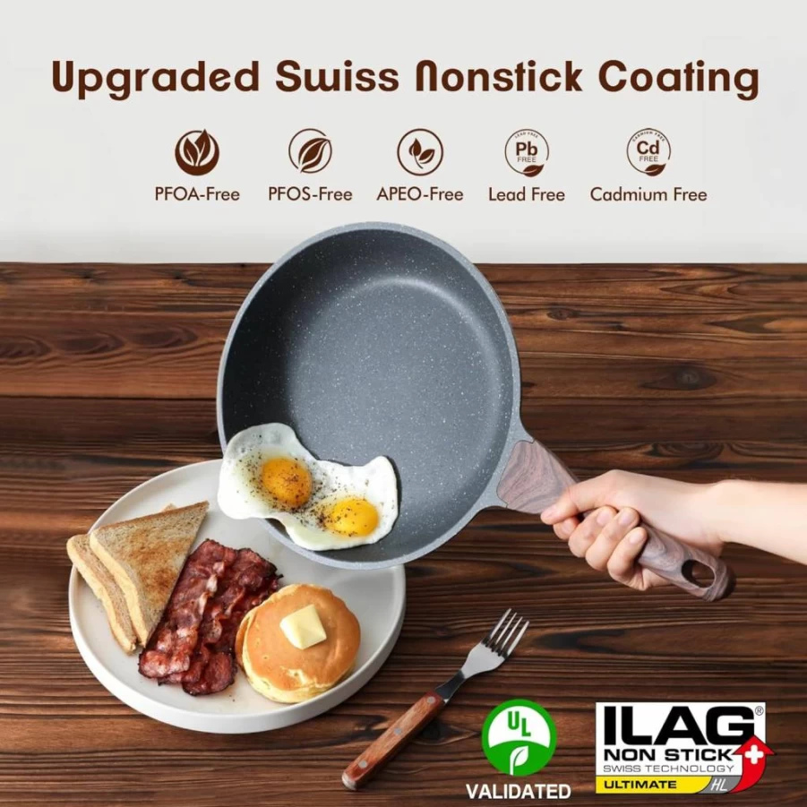 SENSARTE Nonstick Frying Pan Skillet, 8 Inch Granite Stone Cookware Omelette Pan, PFOA Free Healthy Ceramic Coating, Induction Compatible, Dishwasher Safe