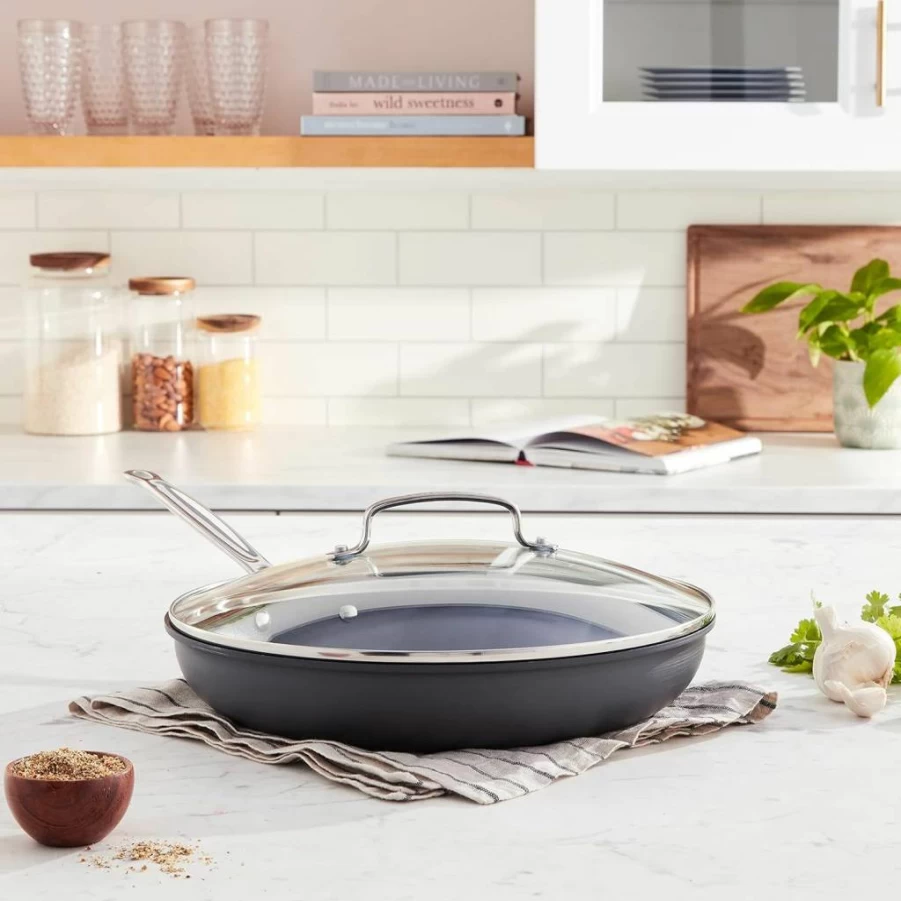 Cuisinart 12-Inch Nonstick Hard-Anodized Skillet with Glass Lid, 622-30GP - 12" Frying Pan, Oven Safe Cookware