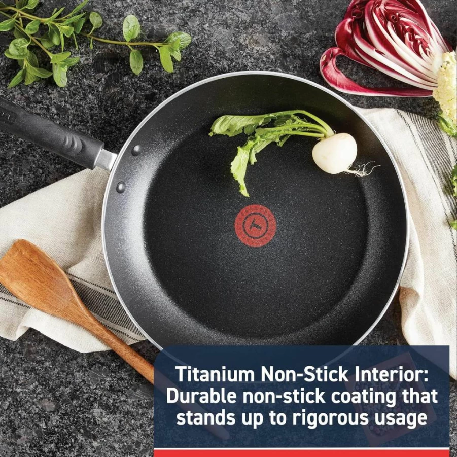 Tefal Nonstick Fry Pan 8 Inch - Induction Compatible, Oven Safe to 400°F, Dishwasher Safe, Black Frying Pan & Skillet for Eggs, Cooking & Kitchen