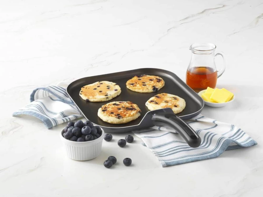 GoodCook 11-Inch Nonstick Square Griddle Pan for Even Heat Distribution, Ergonomic Handle, Perfect for Eggs, Bacon & Breakfast, Durable Black Aluminum Frying Pan