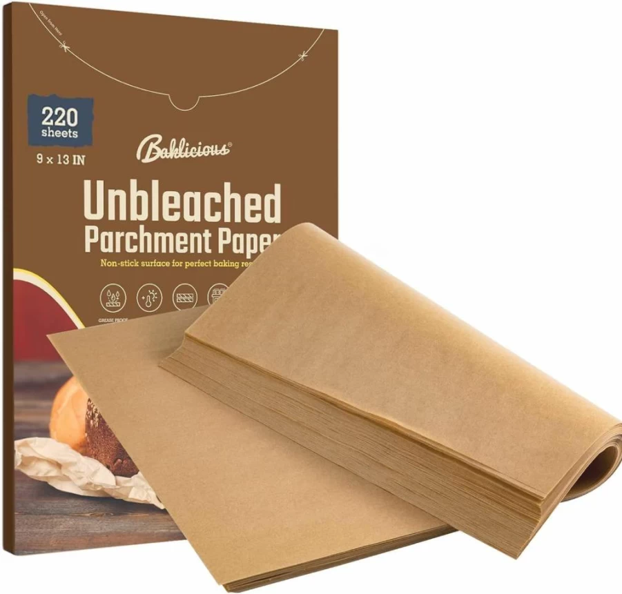 BAKLICIOUS 220-Pack Pre-Cut Unbleached Parchment Paper Sheets for Baking, Air Fryer, Oven - Heavy Duty, Non-Stick for Cookies, Bread, Cupcakes & Cooking