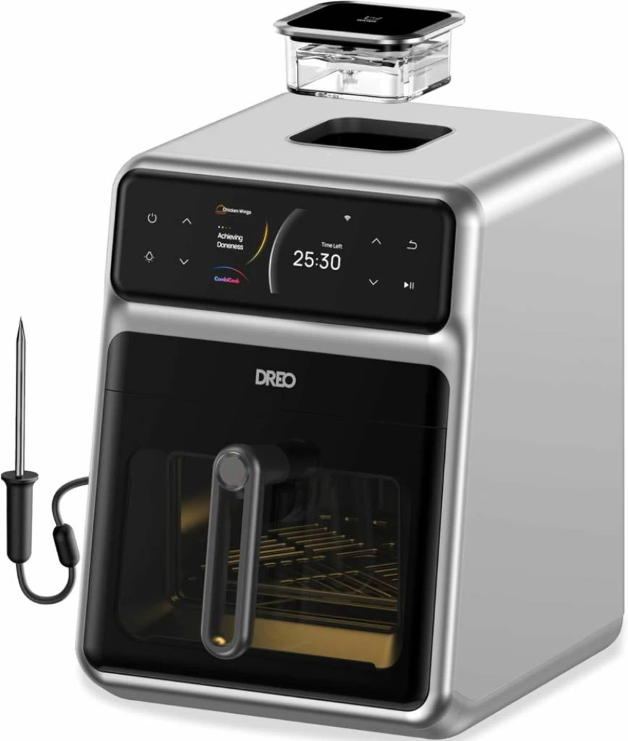 Dreo Chefmaker Smart Air Fryer with Cook Probe & Water Atomizer, 6 Qt Capacity, 3 Professional Modes, One-Touch Cooking for Perfect Meals Every Time