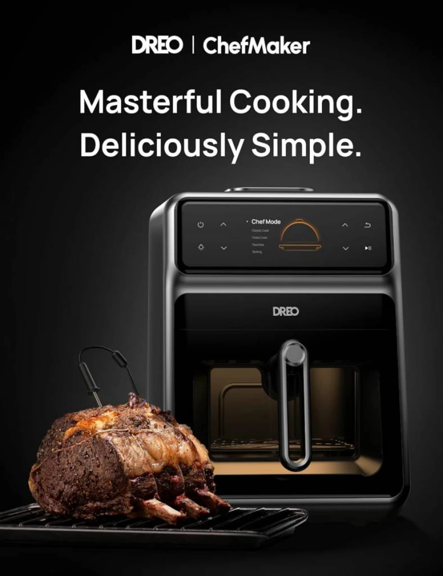 Dreo Chefmaker Smart Air Fryer with Cook Probe & Water Atomizer, 6 Qt Capacity, 3 Professional Modes, One-Touch Cooking for Perfect Meals Every Time
