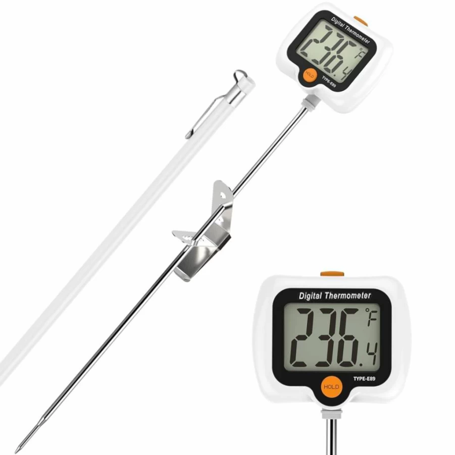 Efengcook 10-Inch Digital Candy & Meat Thermometer with Rotating Display, Instant Read Thermometer for Deep Frying, Baking, and Candy Making