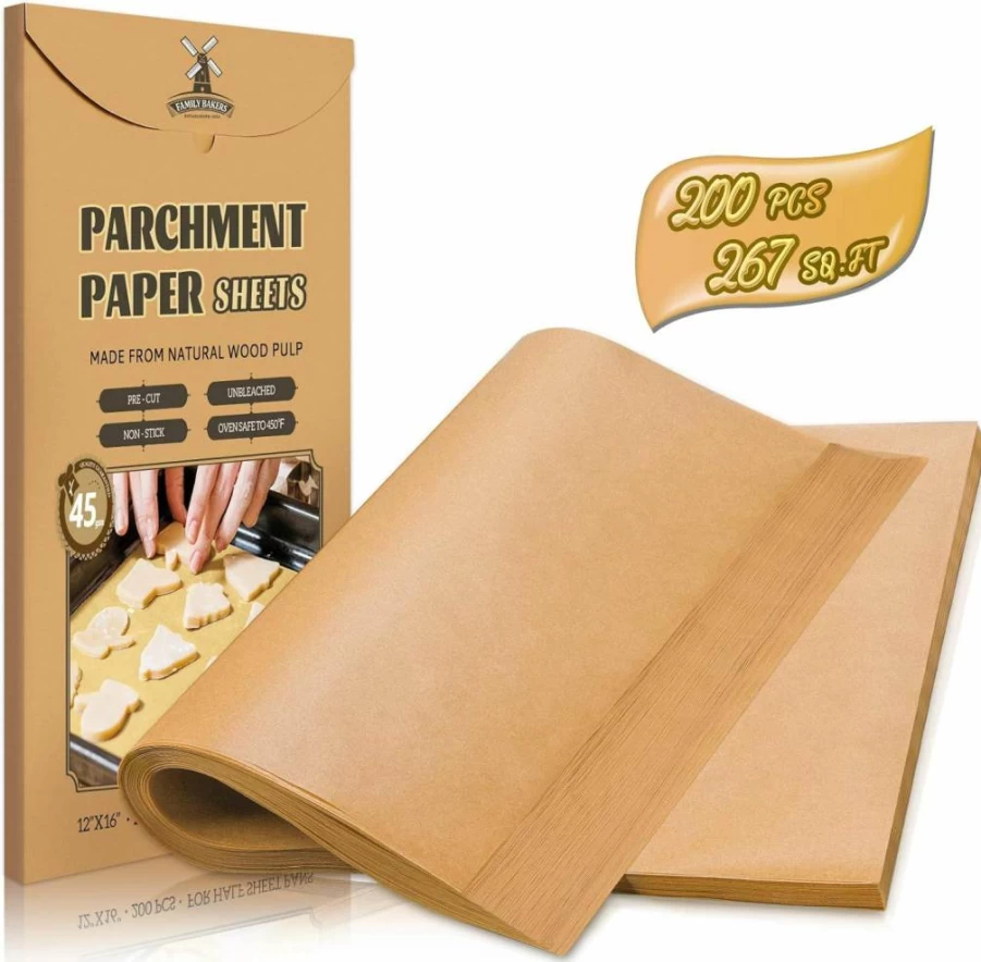 Hiware 200-Pack Unbleached Precut Parchment Paper Sheets, 9x13 Inch Non-Stick Baking Paper for Quarter Sheet Pans, Cooking, Grilling & Frying
