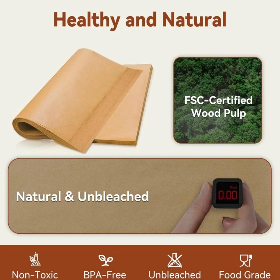 Hiware 200-Pack Unbleached Precut Parchment Paper Sheets, 9x13 Inch Non-Stick Baking Paper for Quarter Sheet Pans, Cooking, Grilling & Frying